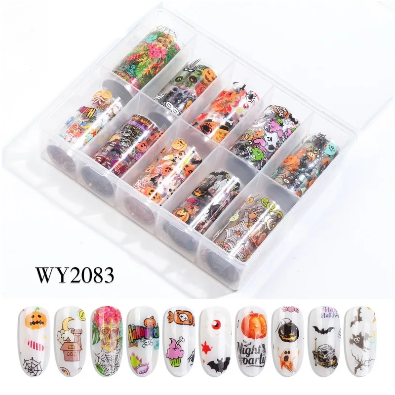 

Holographic Nail Foil Set colorful Halloween pumpkin clawsChristmas Snowman Nail Art Transfer Sticker Manicure DIY Sticker Decor