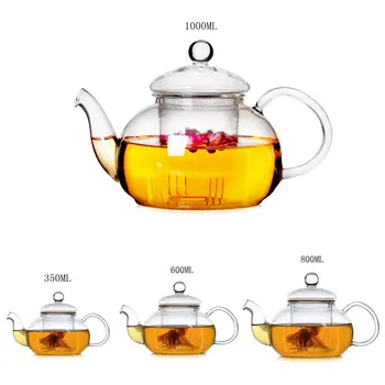 

1000ml Heat Resistant Glass Teapot Flower Tea Pot Bottle Teacup Glass Teapot with Infuser Tea Leaf Herbal Coffee Christmas Gift