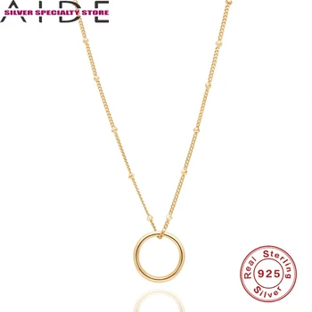 

AIDE Simple Circle 925 Sterling Silver Necklace For Women 2020 Jewelry Initial Chain Choker Charm Necklace Collare Bijoux Collar