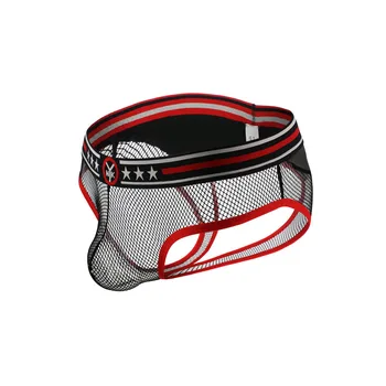 

Mens Underwear Sexy Briefs Mesh Low Waist Open Bikini Buttocks Hollow Thong Men Underwear 4pcs/lot