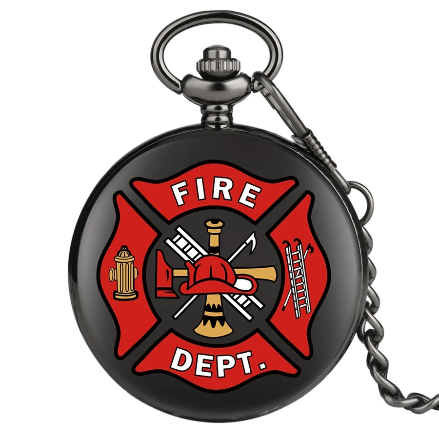 Top Brand Red Fire Fighter Quartz Pocket Watches Punk Black Firefighter Pocket Watches Unisex Gift Necklace Watch for Men Womens 2020 2021 (1)
