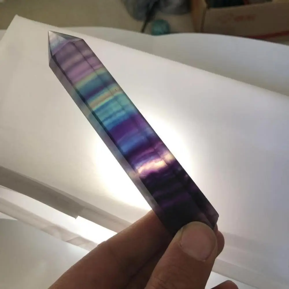 Натуральный флюорит темный цвет Радуга 130-200 мм камень точка флюорит волшебная палочка башня кристалл исцеление wicca - Цвет: A11  4.3in 110mm100g