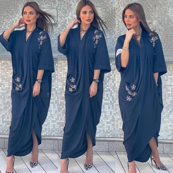 Kaftan Abaya Dubai Turkey Hijab Muslim Fashion Kimono Cardigan Mujer Caftan Islam Abayas For Women American Clothing Robe Femme 2