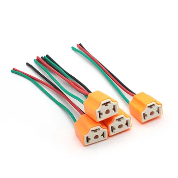 

4x H4 9003 HB2 Car Female Ceramic Headlight Light Extension Connector Plug LED Bulb Wire Socket Holders 3 Pin Wiring H4 Truck