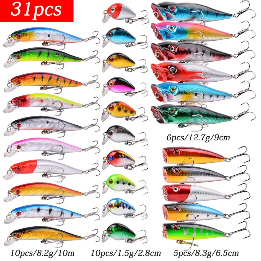 10x Set Minnow Fishing Lure 9cm8g Artificial Feather Crankbaits Fishing Tack D_N 