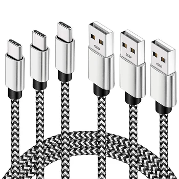 

USB C Charging Cable, Durable Braided Nylon Data Cable, Type-C Fast Charging 3-Piece Data Cable, Compatible Widely