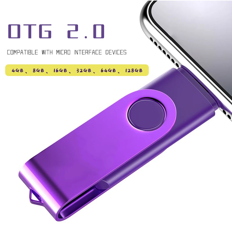 Unidad flash usb OTG 2,0, memoria de 128GB, 64GB, 32GB, 16GB, 8GB, disco micro-usb