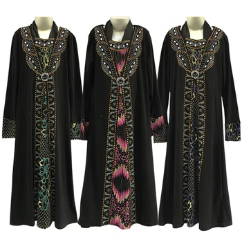 

Muslim black Abaya Islamic Clothing Eid Mubarak Kids Girls Abaya Dubai Ramadan Elbise Embroidery Rhinestone Kaftan Robe Turkish