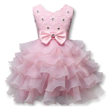 

FASHION Princess Wedding Party Bow tie Dresses Formal occasion Baby Girls Sleeveless Ankle-length Dress Kids Chileren