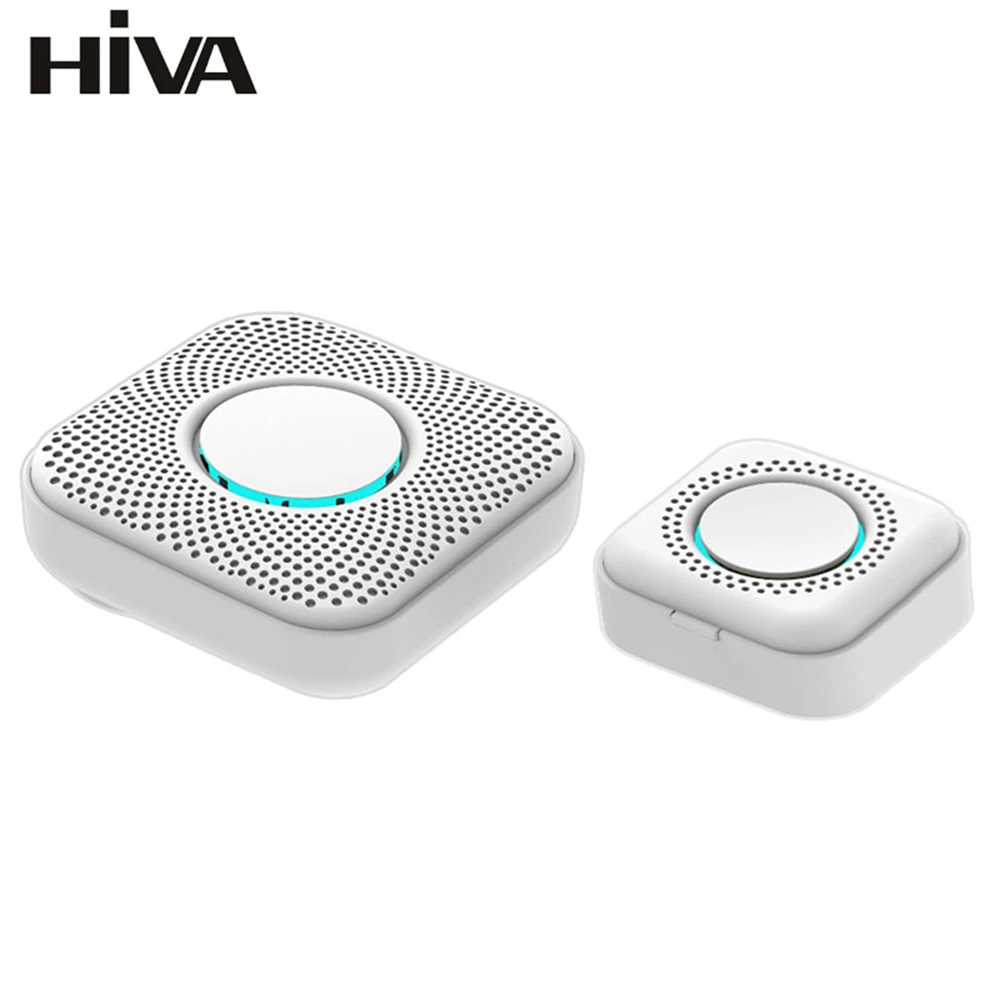 HIVA-timbre de puerta inteligente, inalámbrico, 433MHz, luz LED, 36 canciones, bienvenida, ALARMA DE SEGURIDAD PARA EL HOGAR, UE, EE. UU.