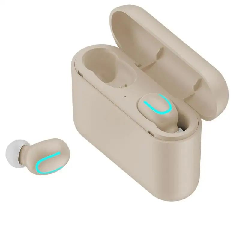 HBQ-Q32 U тип одиночный двойной Bluetooth наушники мини беспроводная стерео гарнитура с микрофоном - Цвет: GOLD DOUBLE