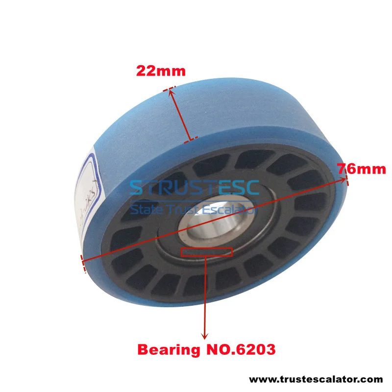 Escalator Step Roller OD76mm W22mm Bearing 6203 76*22*6203 1 Pack=50 Pieces