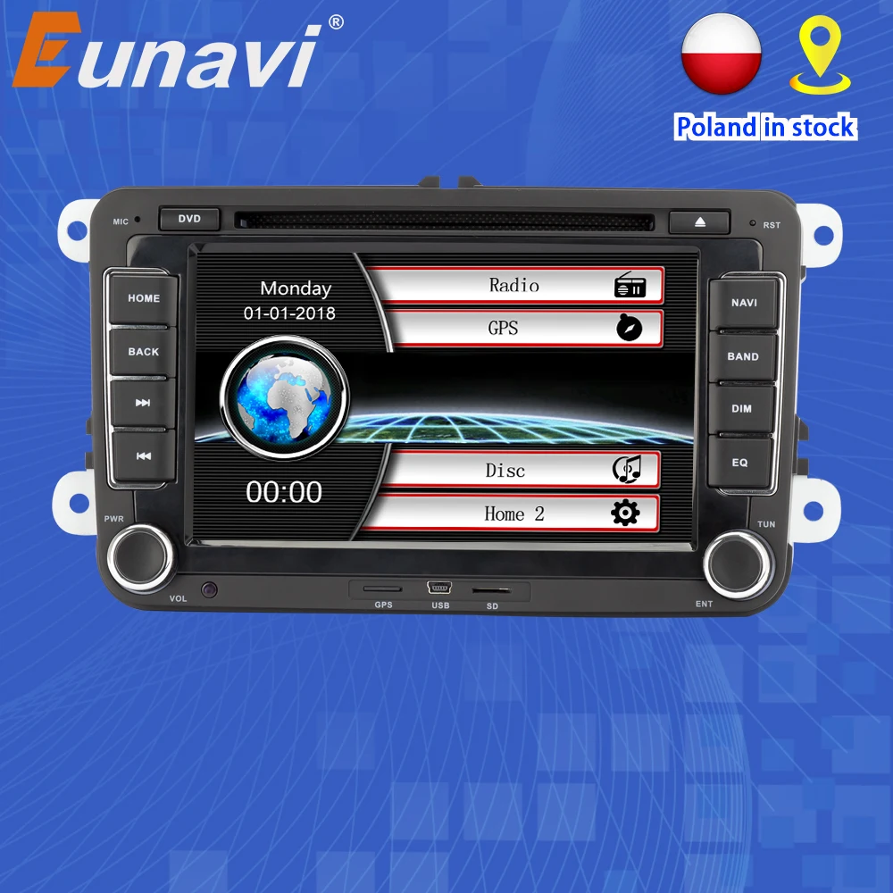 Eunavi 7'' 2 din Multimedia Player Car DVD GPS Navigation for VW Volkswagen GOLF 6 Polo New Bora JETTA PASSAT B6 SKODA Radio RDS |