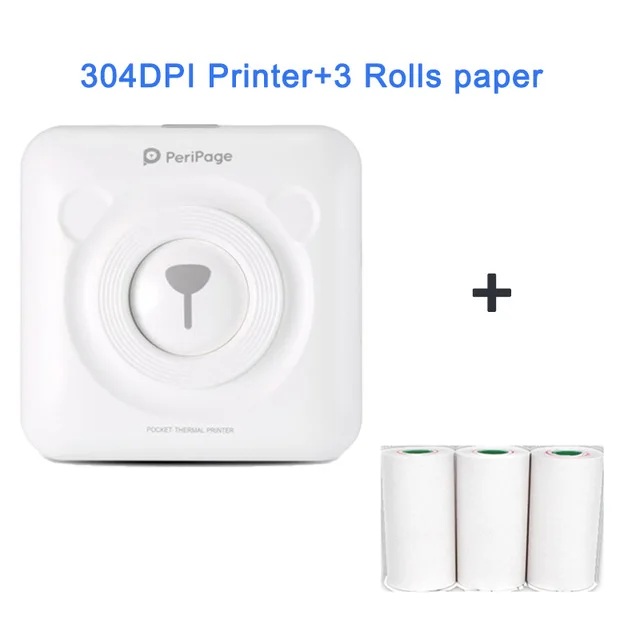 Peripage 304 точек/дюйм HD мини Карманный фотопринтер Bluetooth мобильный телефон беспроводной штрих-код POS принтер для Android iOS 58 мм термальный - Цвет: White 3 papers