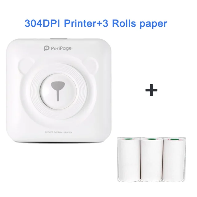 White 3 papers Peripage 304 точек/дюйм HD мини Карманный фотопринтер Bluetooth мобильный телефон беспроводной штрих-код POS принтер для Android iOS 58 мм термальный - Цвет: White 3 papers