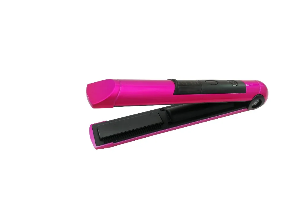 Portable USB Recharging Mini Hair Straightener Irons LED Display Wireless Multifunctional Straightening Curling Hair Style Tool
