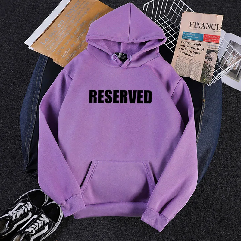 Womens Hoodies Sweatshirt Autumn Long Sleeve RESERNED Drawstring Sweatshirt Hooded Pullover Tops Hoodie Women Letter Hoodies