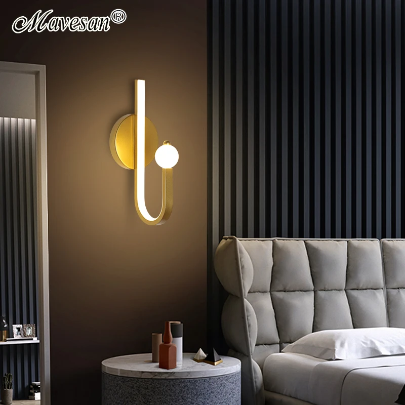 

Nordic New Style LED Wall Lights For Bedside Stairway Loft Corridor Tableside Indoor Home Decorative Sconce Black/Gold AC90-260V