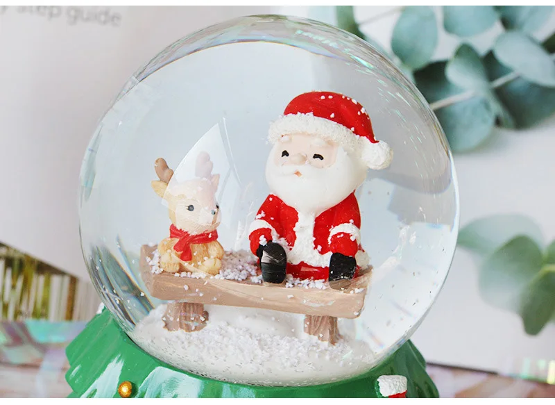 Creative Christmas Dog Snow Globe Crystal Ball Rotating Music Box Christmas Decoration For Home Home Decoration Accssories