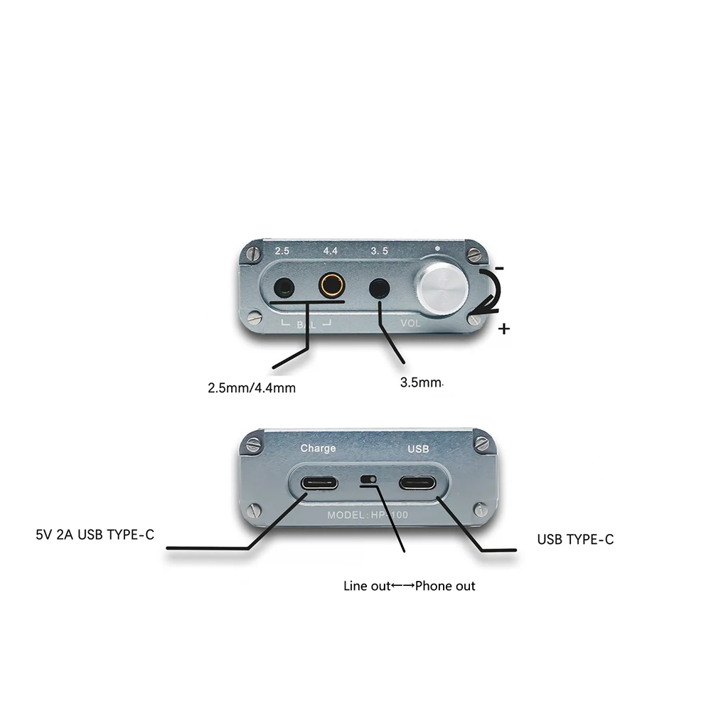 Dual ES9038 Portable Fully Balanced DAC HIFI Decoder TPA6120 OP Headphone Amplifier DSD256 32BIT 384KHZ T0545