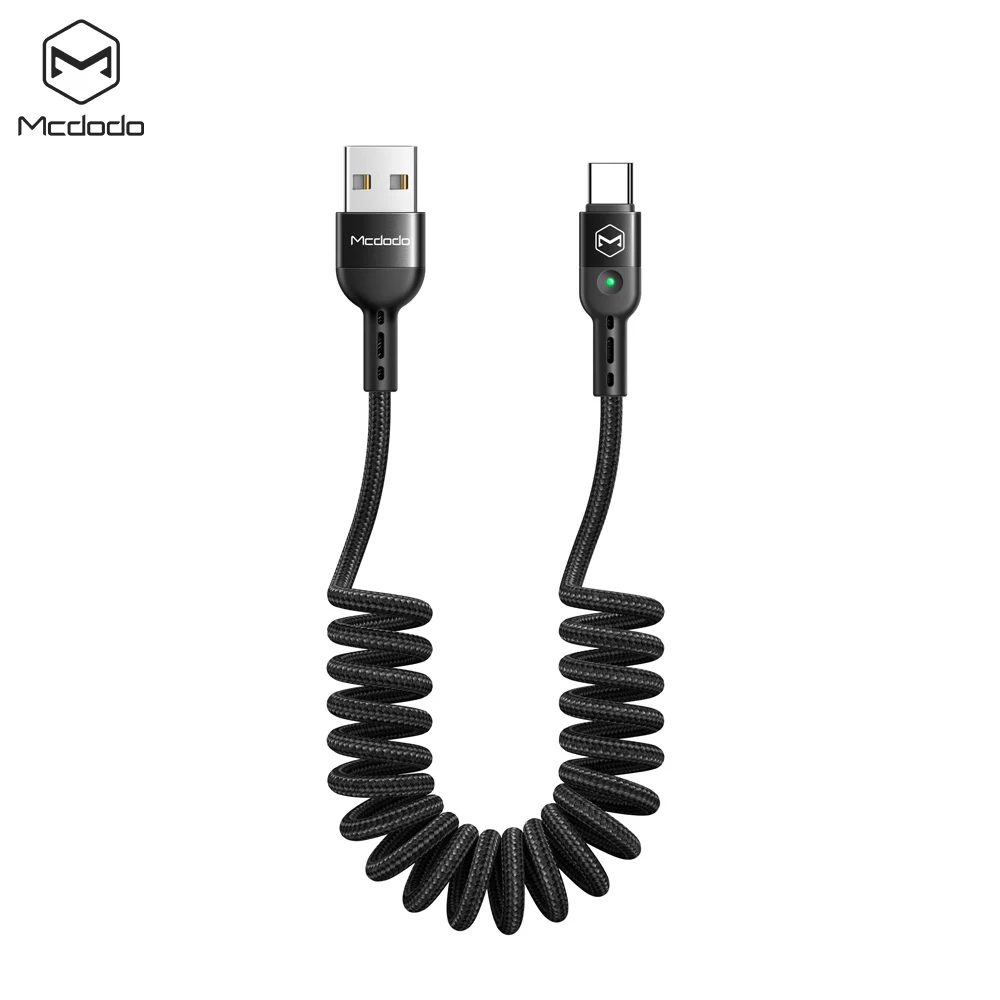 Mcdodo СВЕТОДИОДНАЯ Выдвижная пружина usb type c кабель Быстрая зарядка для samsung s8 s9 huawei xiaomi 9 кабель быстрого зарядного устройства Android