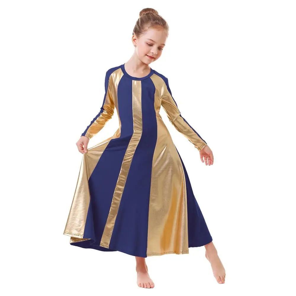 navy blue Балетное платье для девочек; детское Плиссированное Платье для танцев; детское платье для литургических танцев; Одежда для танцев; платье для девочек - Цвет: navy blue