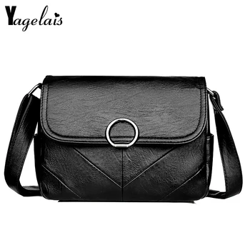 

Women's Handbag Casual Wash Leather Handbag Female Designer Bag PU Leather Messenger Bag Shoulder Small Square Bag