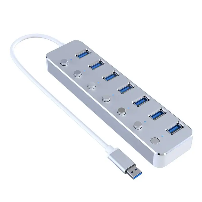 Alumunium 3,0 концентратор супер скорость 7 портов внешний микро-usb-хаб разветвитель портативный для Apple Macbook Air ноутбук ПК планшет концентратор