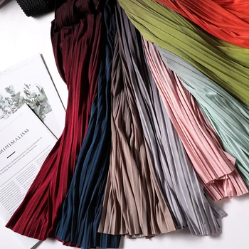 

Vintage Pleated Ice Silk Chiffon Pants Harajuku Woman Trousers Elastics High Waist Pants Korean Causal Straight Pants Plus Size