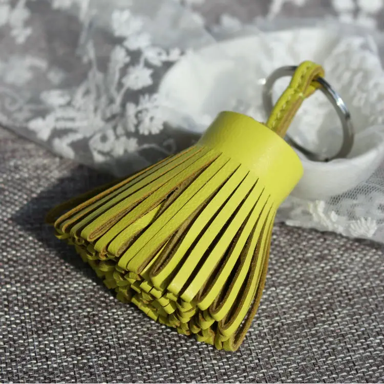 B YELLOW Известный бренд, роскошный модный подлинный кожаный брелок с кисточкой для ключей, автомобильный брелок для ключей, женская сумка, подвеска на рюкзак - Цвет: B YELLOW