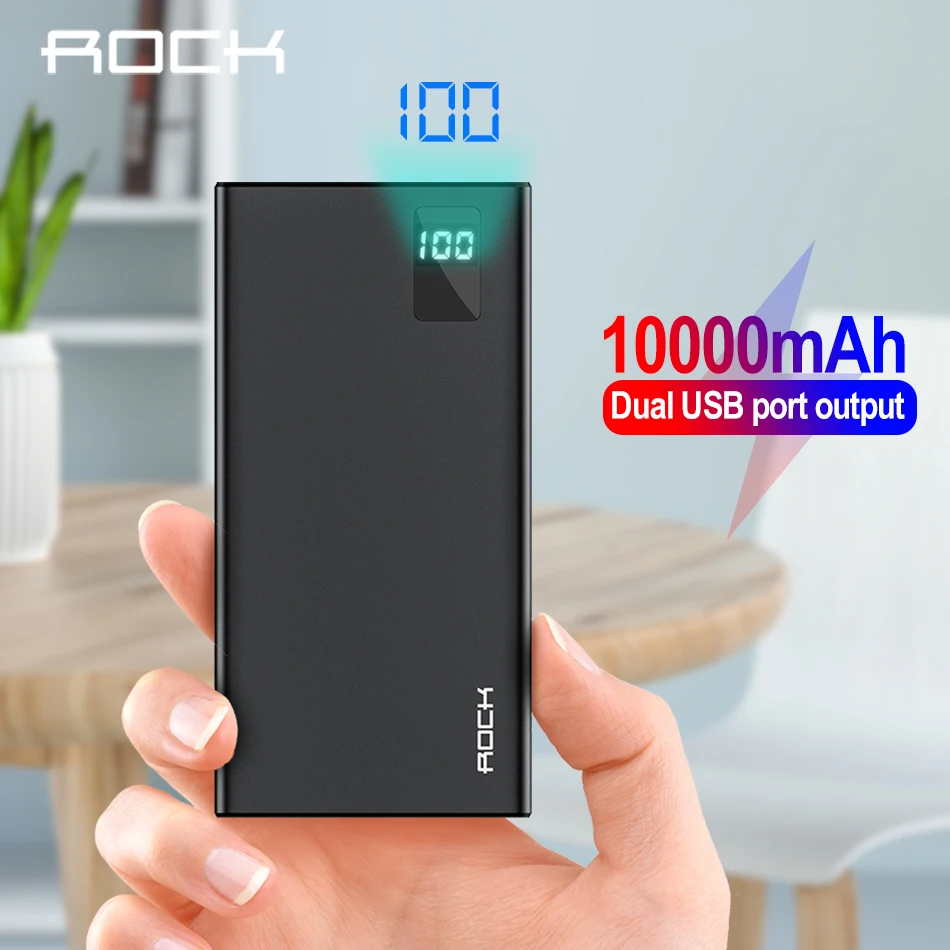 ROCK power Bank 10000 мАч портативное зарядное устройство для быстрой зарядки 10000 с двумя USB внешний мини-аккумулятор зарядное устройство для Xiaomi Mi по... ROCK power Bank 10000 мАч портативное зарядное устройство для быстрой зарядки 10000 с двумя USB внешний мини-аккумулятор зарядное устройство для Xiaomi Mi по...