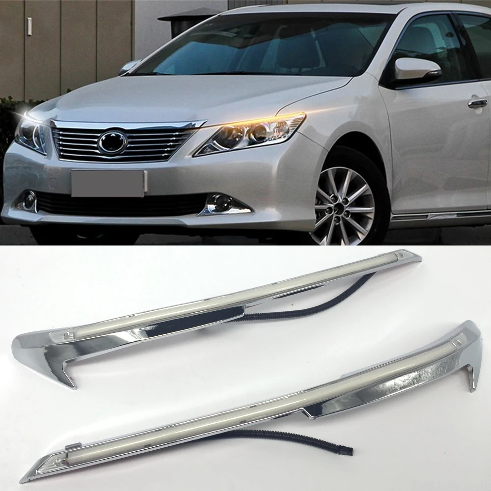 CSCSNL 2 шт. для Toyota Camry 2012 2013 Автомобильный головной светильник светодиодный для бровей дневной ходовой светильник DRL с желтым сигналом поворота светильник