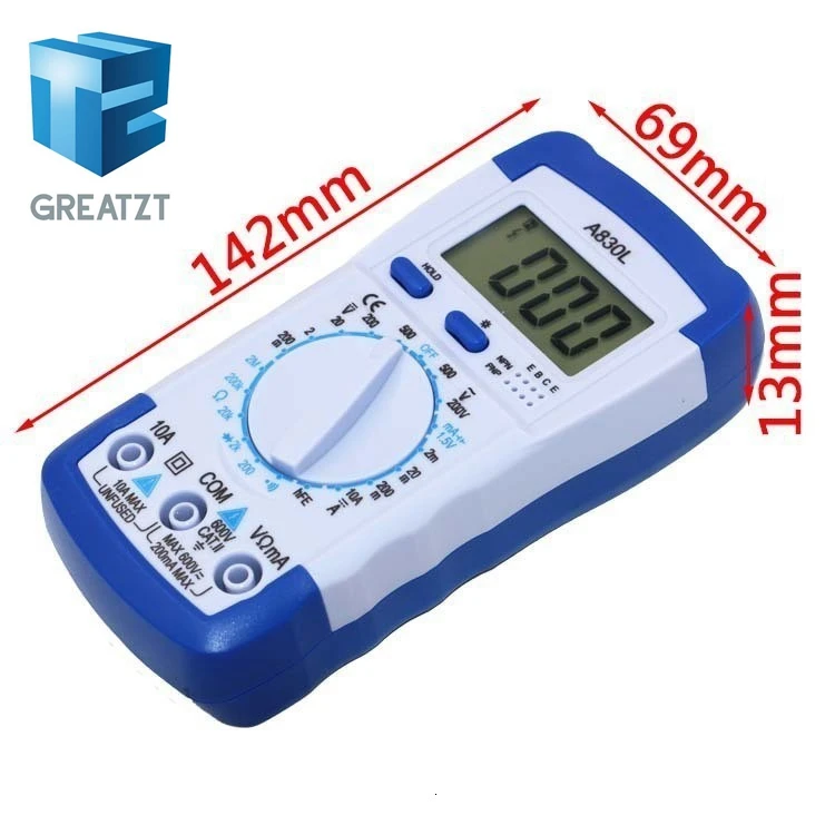 

GREATZT A830L LCD Digital Multimeter DC AC Voltage Diode Freguency Multitester Volt Tester Test Current