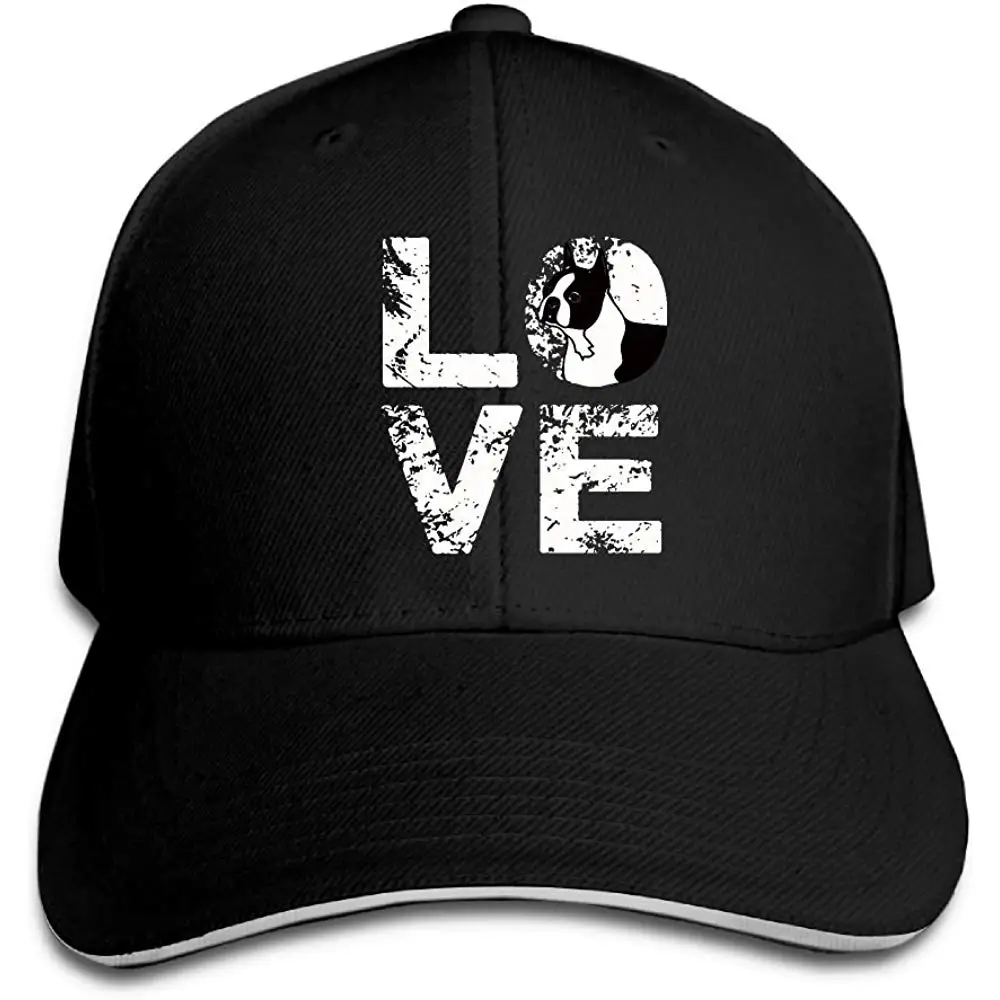 Мужская Женская бейсбольная кепка на заказ с надписью Love Boston Terrier, регулируемая простая бейсбольная кепка