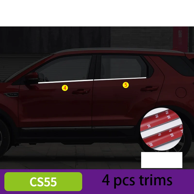 Lsrtw2017 для changan cs55 из нержавеющей стали, отделка окна автомобиля, хромированные аксессуары - Название цвета: 4 pcs trims