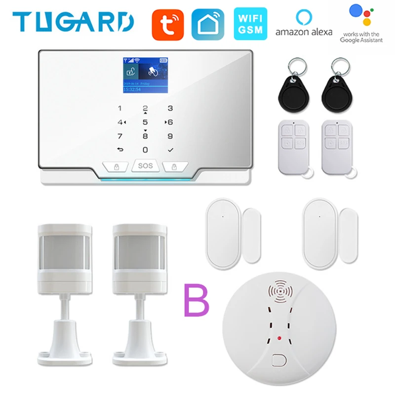 TUGARD G20 WIFI GSM Home Security Alarm System Burglar Fireproof Alarm Kit with Household 433Mhz Wireless Smoke Detector burglar alarm keypad Alarms & Sensors