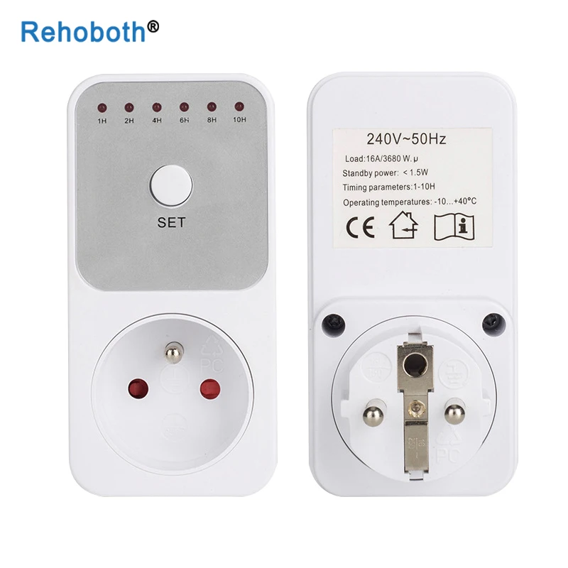 US EU UK 10Hr Countdown Timer Switch Socket Plug Intelligent Time Setting Control Socket Electricity Power Metering