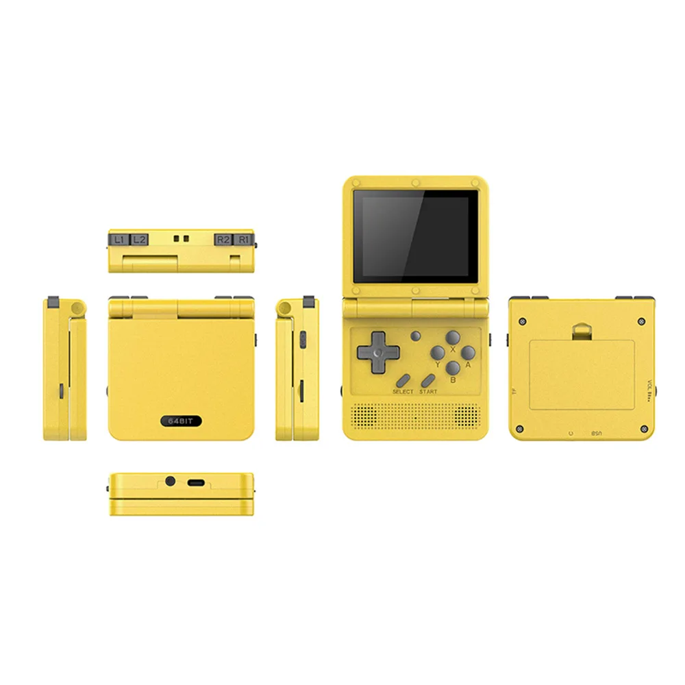 Powkiddy V90 Retro Game Console Flip Linux System Handheld Game Console with16G Built in 2000 Games Video Game Console For PS1
