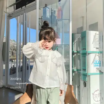 

2020 New Girls Cotton Shirt Cotton Lace Fashion Girls Blouse 3-8 Years PY793