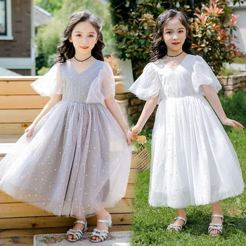 

2020 New Summer Girl Dress Cute Fashion Lace Net Yarn Princess Dresses Party Children's Mesh Tutu Dresses Sweet Baby's Clothes