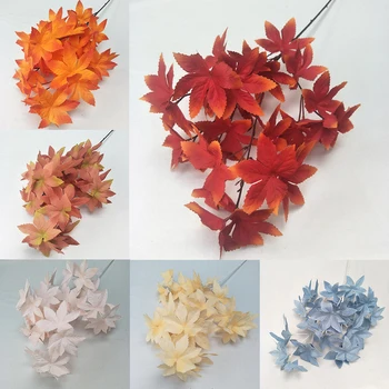 

5pcs 6 Fork 35 Leaves Artificial Maple Leaf Silk Simulation Plant Wedding Home Party Christmas Garden Decorative Plant DIY Plant