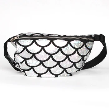 

Fashion Fish Scale Look Holiday Waist Bag Soft Crossbody Travel Bag Zipper Closure Small Belt Pouch Multi Use Money Wallet