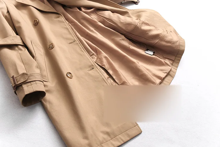 3501 Весна стиль однотонные Цвет ремень Slim Fit двубортный отложной с отложным воротником, пальто с длинным рукавом Женская Тренч