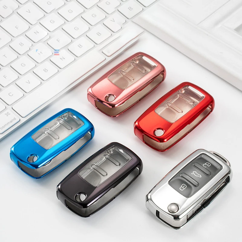 Portachiavi con custodia completa per chiave a distanza per auto in TPU per Volkswagen VW Bora POLO GOLF TIGUAN Passat Jetta Beetle Skoda portachiavi - H1fcdfd62f30a438fbc34614331ab9936D