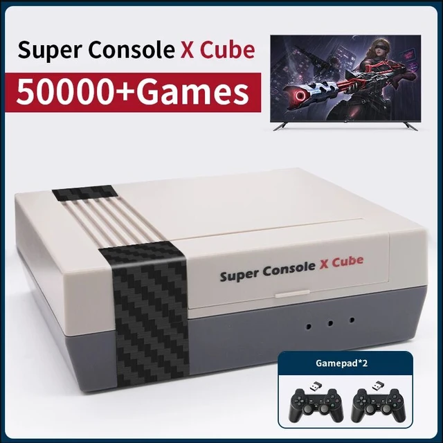 Super console x cube para psp/ps1/n64/dc/nes, jogos clássicos retro,  console de videogame, 50000 + jogos, controladores sem fio