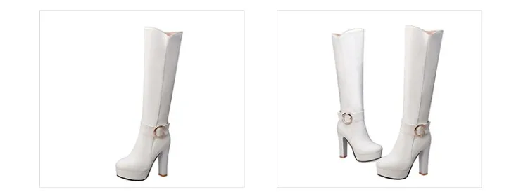 NASBAVI High Heels Over the Knee Boots Women Winter Thigh High Boots Fashion Zipper buckle Rhinestone Platform Long Boots