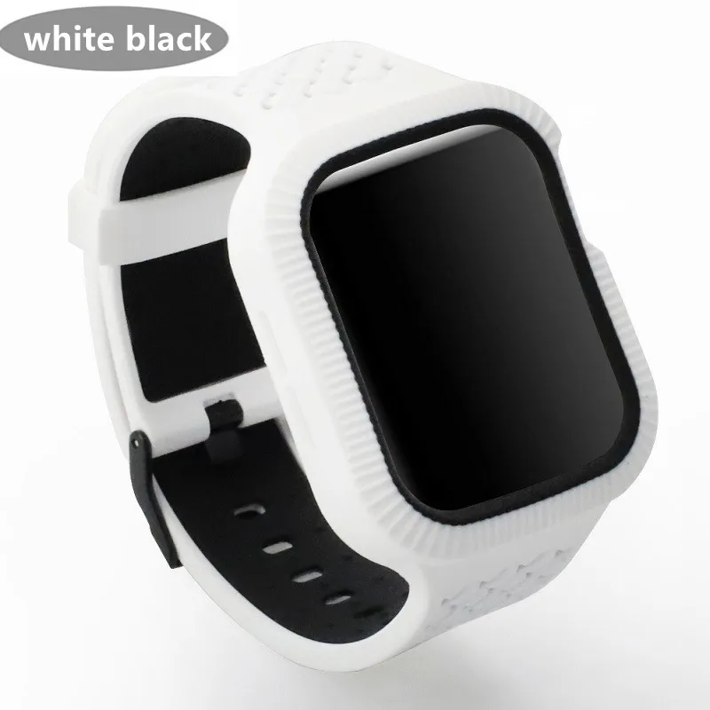 white black Плетеный чехол+ ремешок для apple watch band pulseira apple watch 5 4 band 44 мм/40 мм iwatch band 4 5 correa браслет ремешок для часов - Цвет ремешка: white black