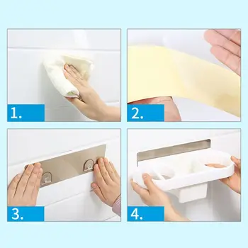 

Bathroom Wall Mounted Storage Rack Hair Dryer Holder Self-adhesive Shampoo Shelf 72XF