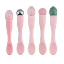 

Mini Silica Gel Cosmetic Spoon Eye Cream Applicator And Jade Massager Mask Spatula Portable Mask Stick For Face Eye Massage