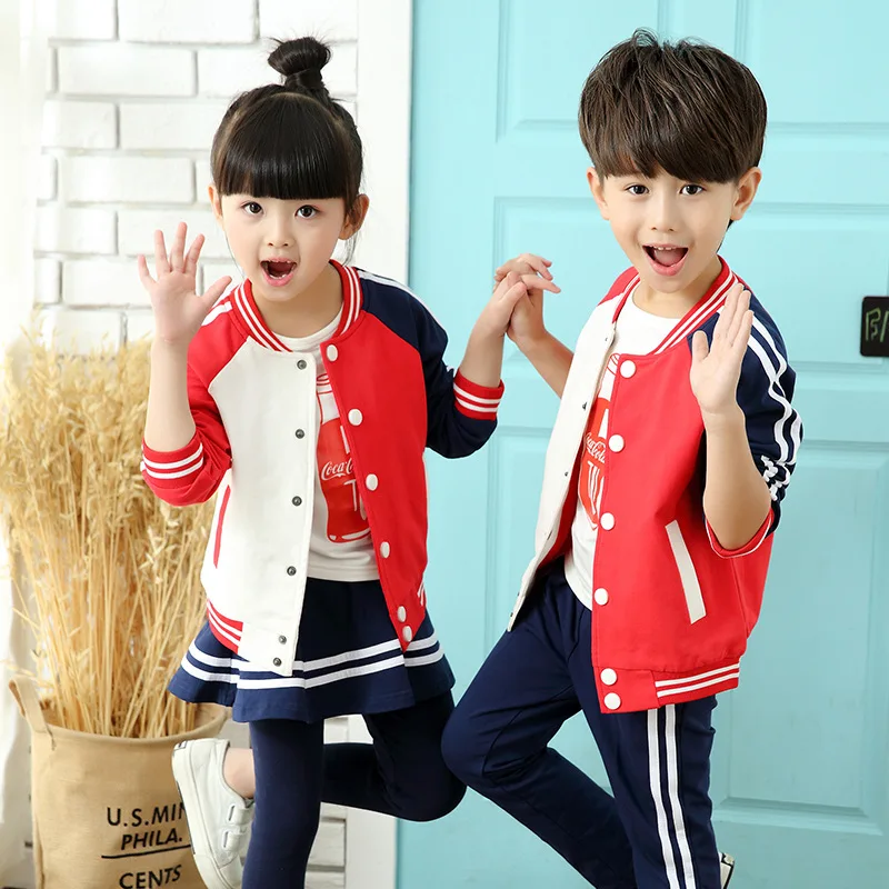 

Kindergarten Suit Spring And Autumn 2019 Autumn New Style Young STUDENT'S Sports School Uniform Children Business Attire a-Piece
